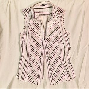 Express Women’s Striped Sleeveless Collared Shirt